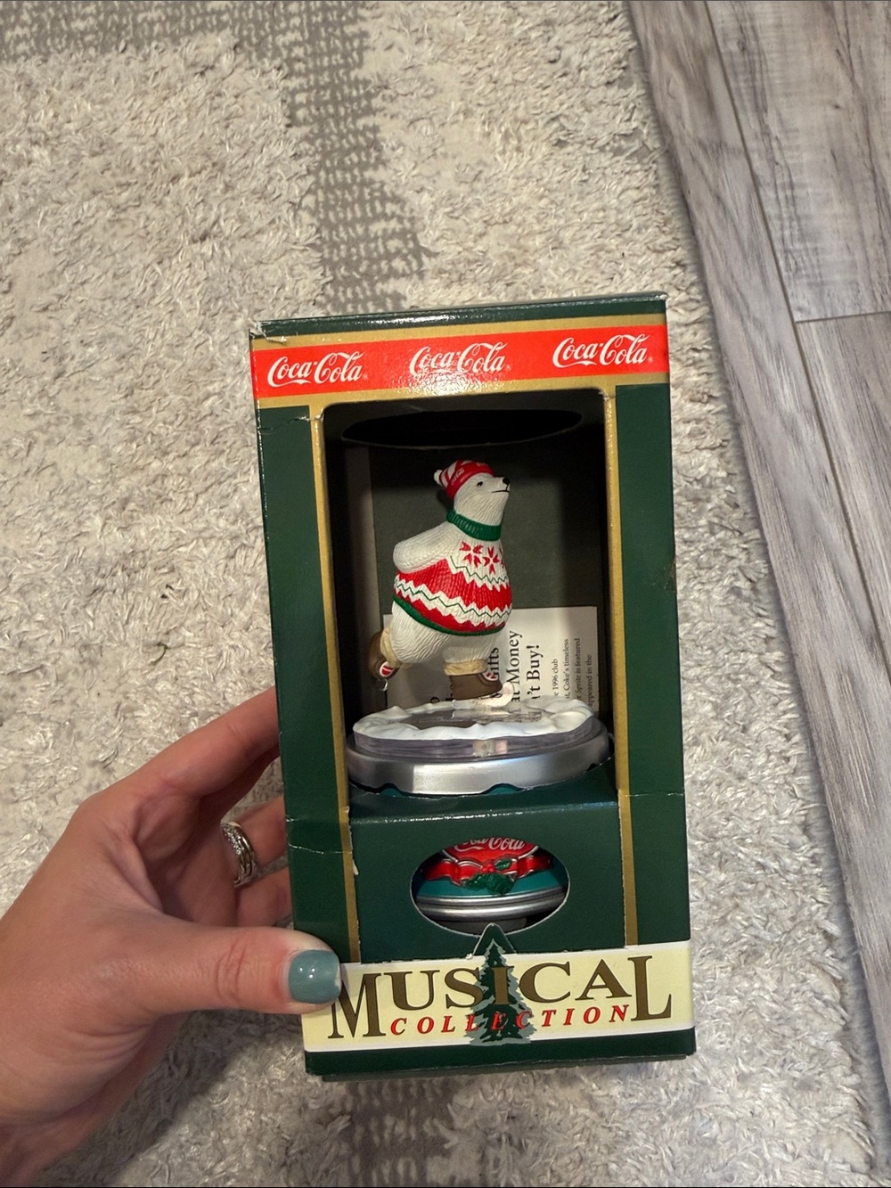 Vintage 1994 Coca Cola Red & Green Holiday Musical Figurine